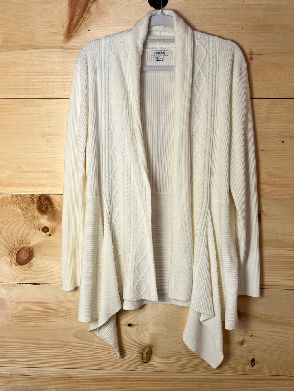 Hampshire Studio Long Open-Front Draped Knit Cardigan Cottagecore Cabincore Cozy